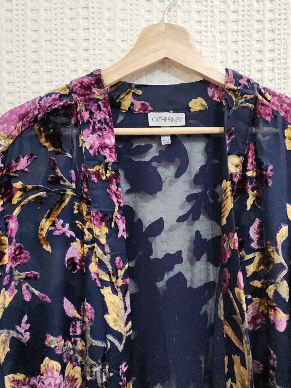 Catherines Velvet Burnout Floral Sheer Kimono Festival Whimsigoth Boho 4X/5X - Picture 6 of 13
